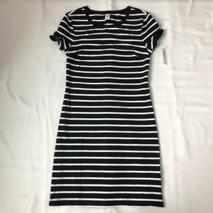Black and White Stretchy Striped Dress
